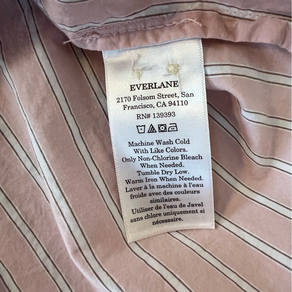 Everlane Relaxed Striped Shirt Dress in Ultrasoft Cotton, Pink/White, XXS - Picture 9 of 12